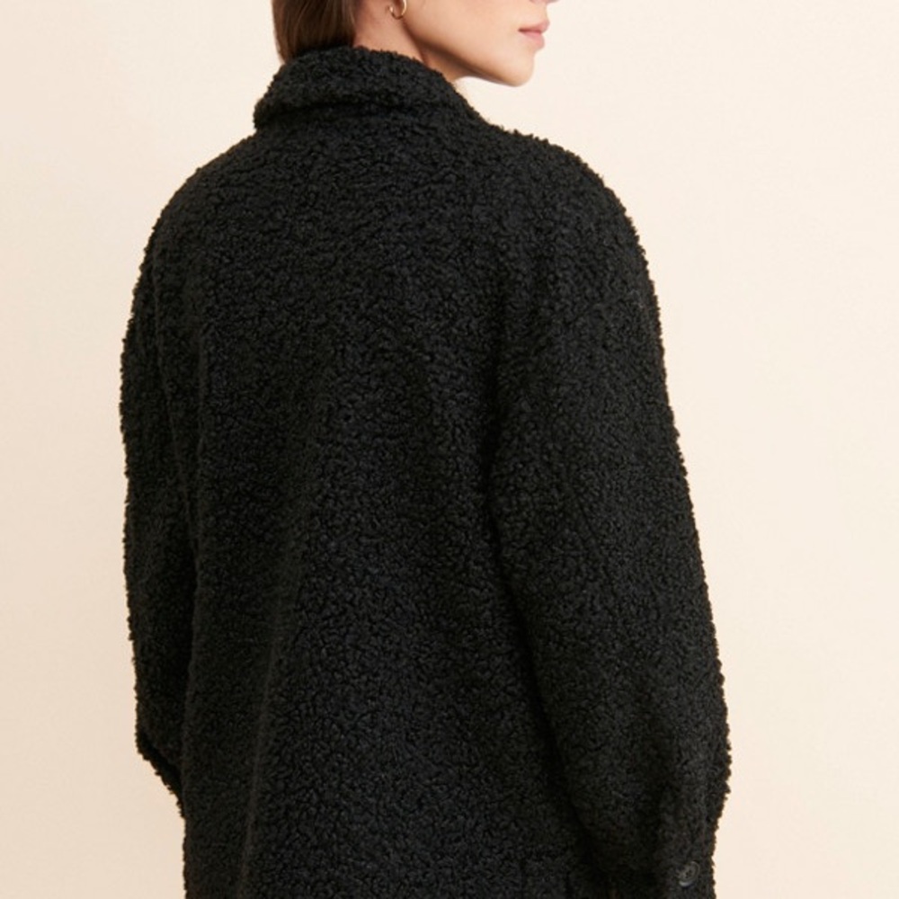 English Factory Oversized Sherpa Shirt Jacket Black Women’s Small - Picture 2 of 8